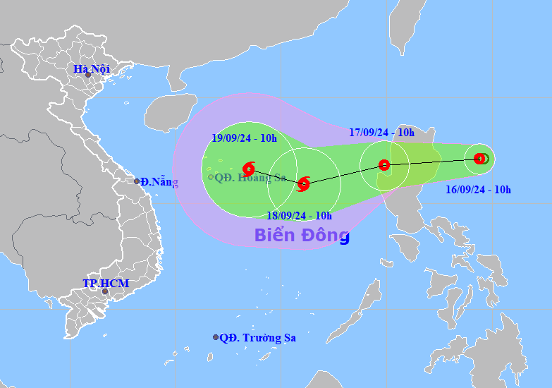 Dự báo về hướng di chuyển của áp thấp nhiệt đới hình thành ngoài khơi Philippines.