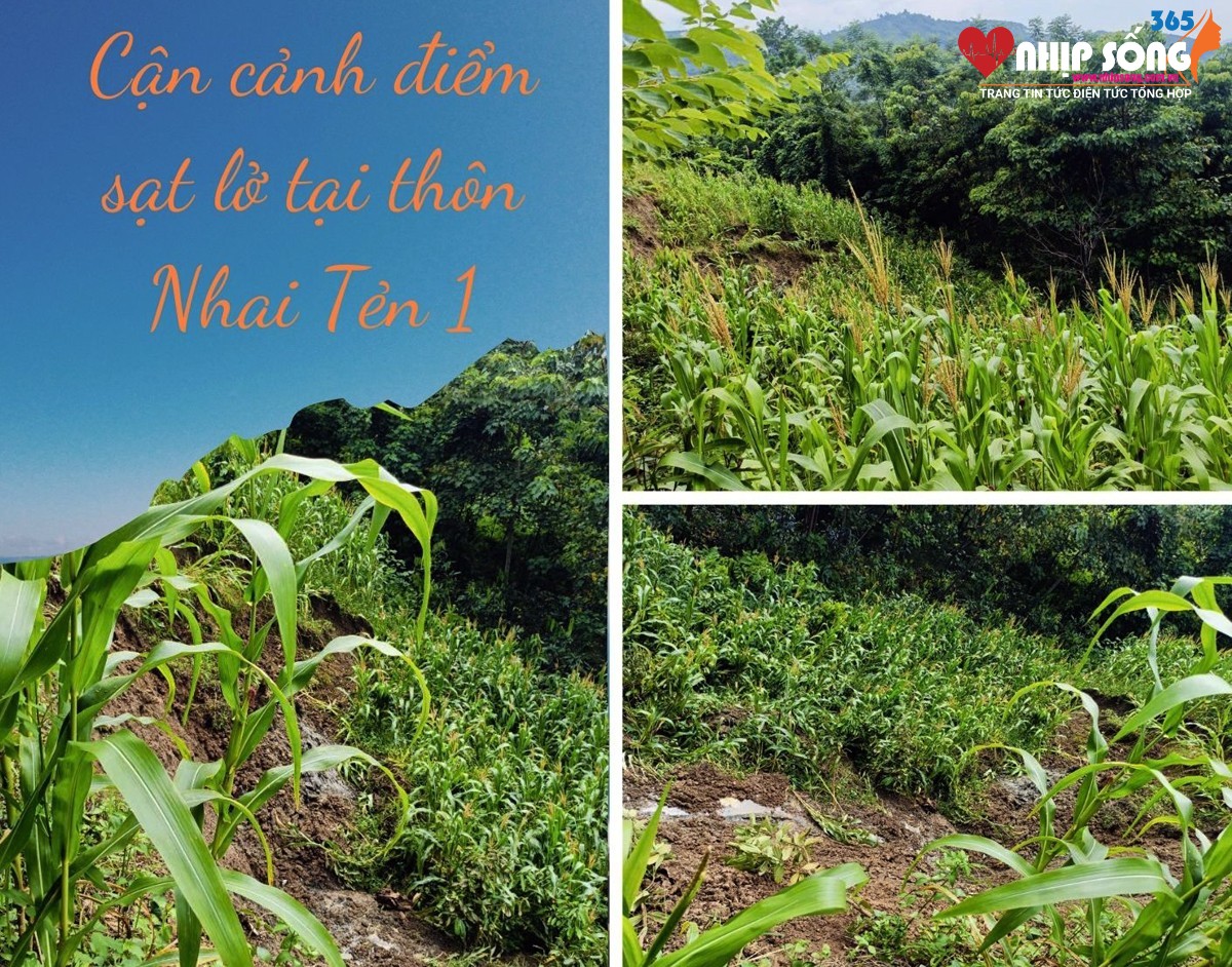 Cận cảnh điểm sạt lở tại thôn Nhai Tẻn 1