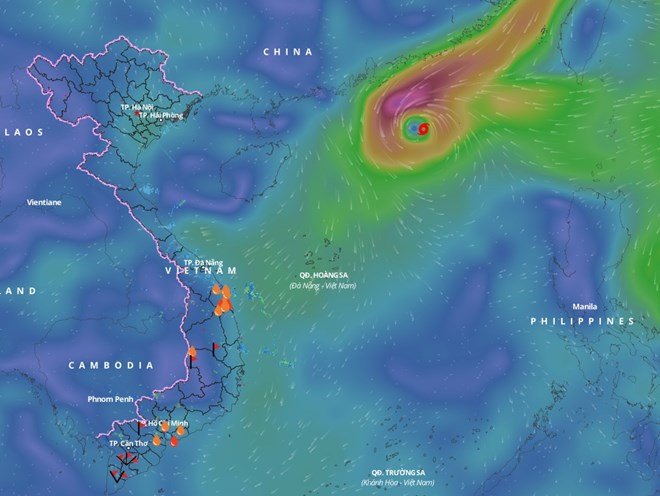 Bão số 8 Toraji đang ở trên vùng biển phía đông bắc của khu vực Bắc Biển Đông. Nguồn: Hệ thống Giám sát thiên tai Việt Nam