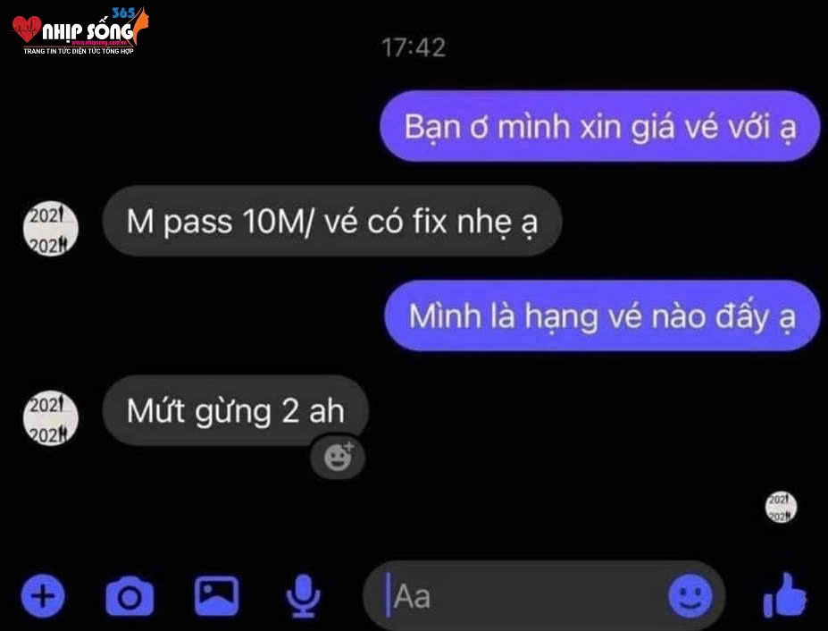 Vé hạng Mứt gừng (giá gốc 1,2 triệu đồng) được rao bán với giá 10 triệu đồng/vé