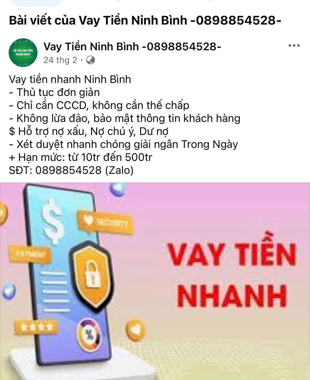 Các đối tượng quảng cáo trên facebook để cho vay lãi cao (Ảnh Báo Lào Cai)