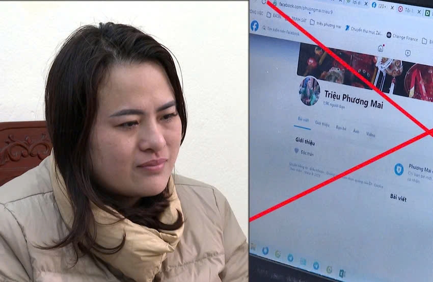 Trịnh Phương Mai và Facebook "Triệu Phương Mai" dùng lừa đảo chiếm đoạt tài sản. Ảnh: CACC