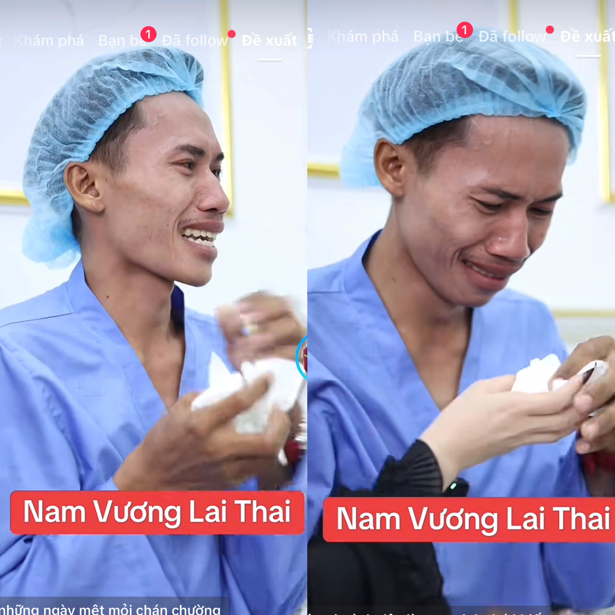 Vừa qua, Lai Thai đến Việt Nam để phẫu thuật thẩm mỹ. Khoảnh khắc anh chàng bật khóc trước khi 'dao kéo' gây chú ý. (Ảnh chụp màn hình)