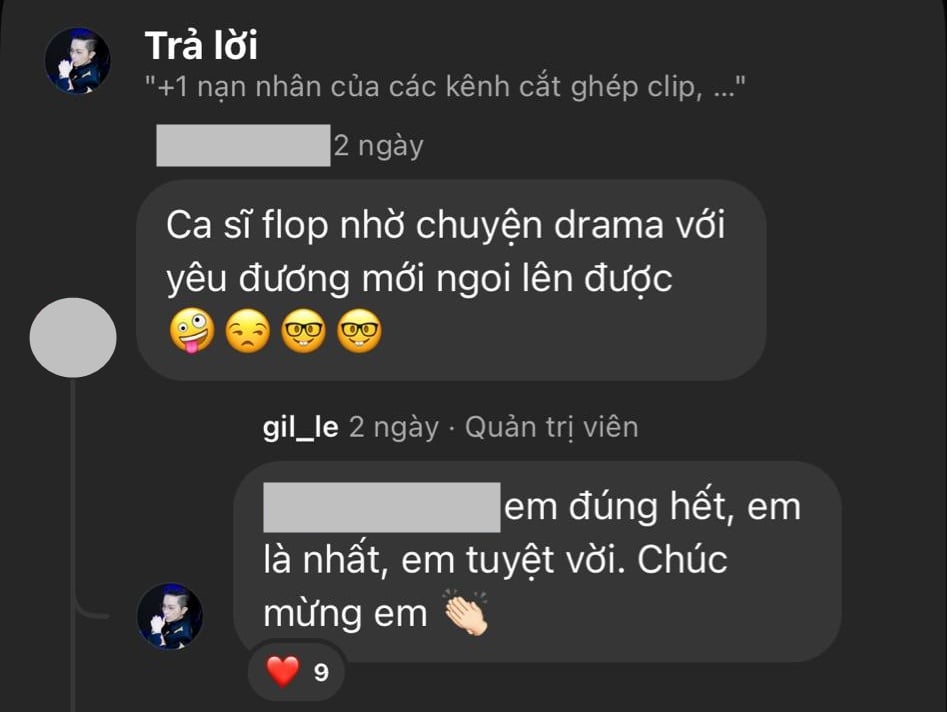 Gil Lê trải lòng về áp lực và tin đồn tình cảm: “Đôi khi vượt quá sức chịu đựng” 3 Gil đáp trả bình luận toxic (Ảnh chụp màn hình)