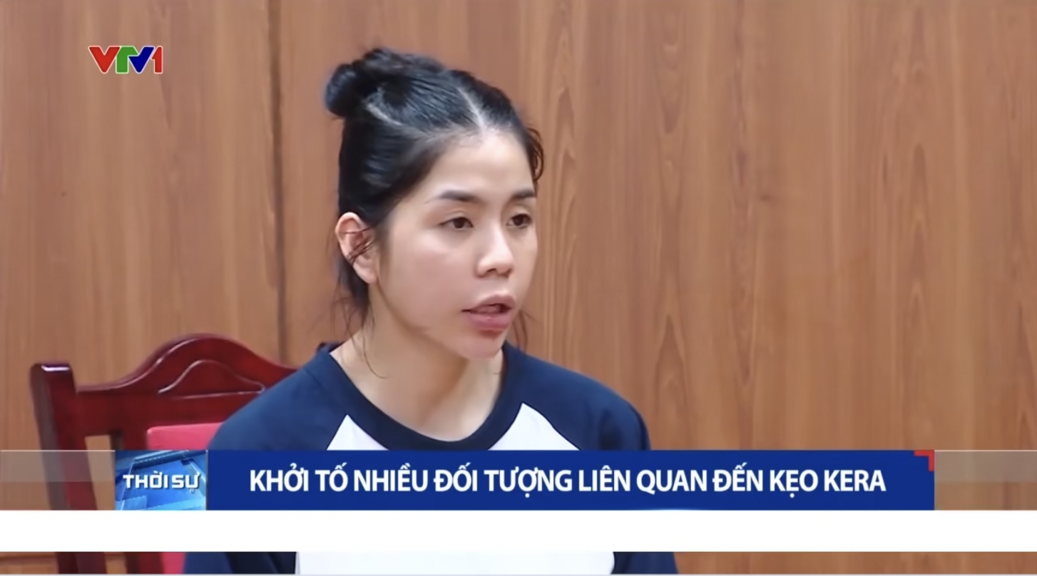 Hình ảnh Hằng Du Mục thời điểm bị bắt tạm giam xuất hiện trên VTV1 (Ảnh cắt từ clip)