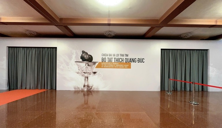 Tạm hoãn chiêm bái xá lợi Trái tim Bồ tát Thích Quảng Đức 1 Không gian Việt Nam Quốc Tự đã được thiết kế, thực hiện để tôn trí xá lợi trái tim Bồ tát Thích Quảng Đức. (Ảnh: Diệu Nghiêm)