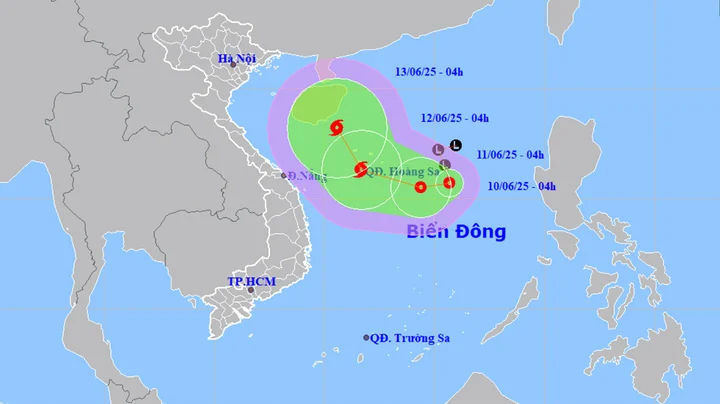 Du bao duong di va khu vuc anh huong cua ap thap nhiet doi tren Bien Dong