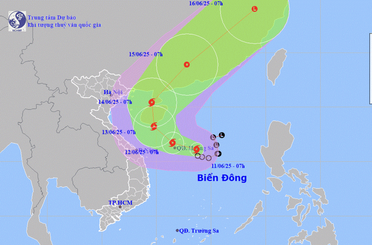 Du bao vi tri va huong di chuyen bao so 1