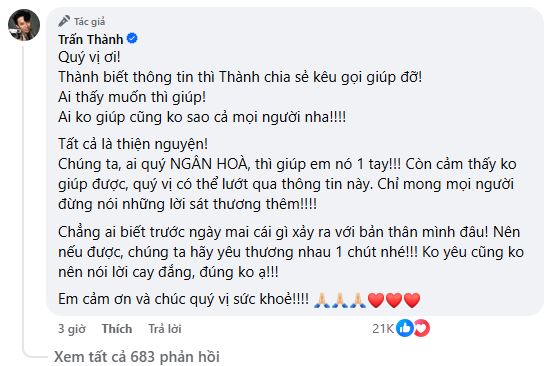 Tran Thanh len tieng khi bi phan ung